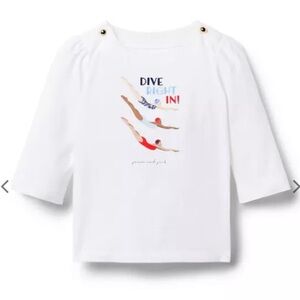 Janie and Jack Dive right in white top with embroidered details size 2T